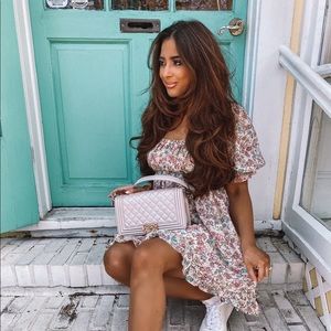 Floral puff sleeve mini dress